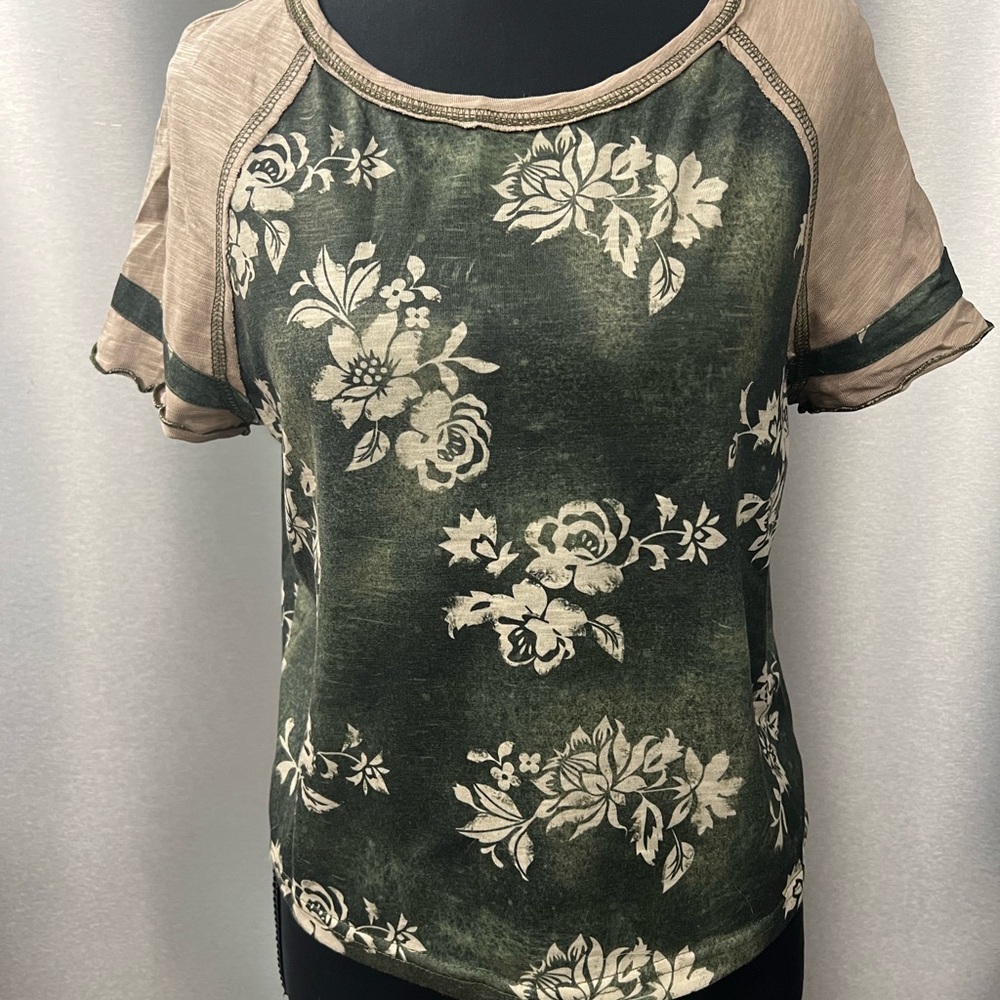 SHEIN Floral Print Women's Top - Green and Tan